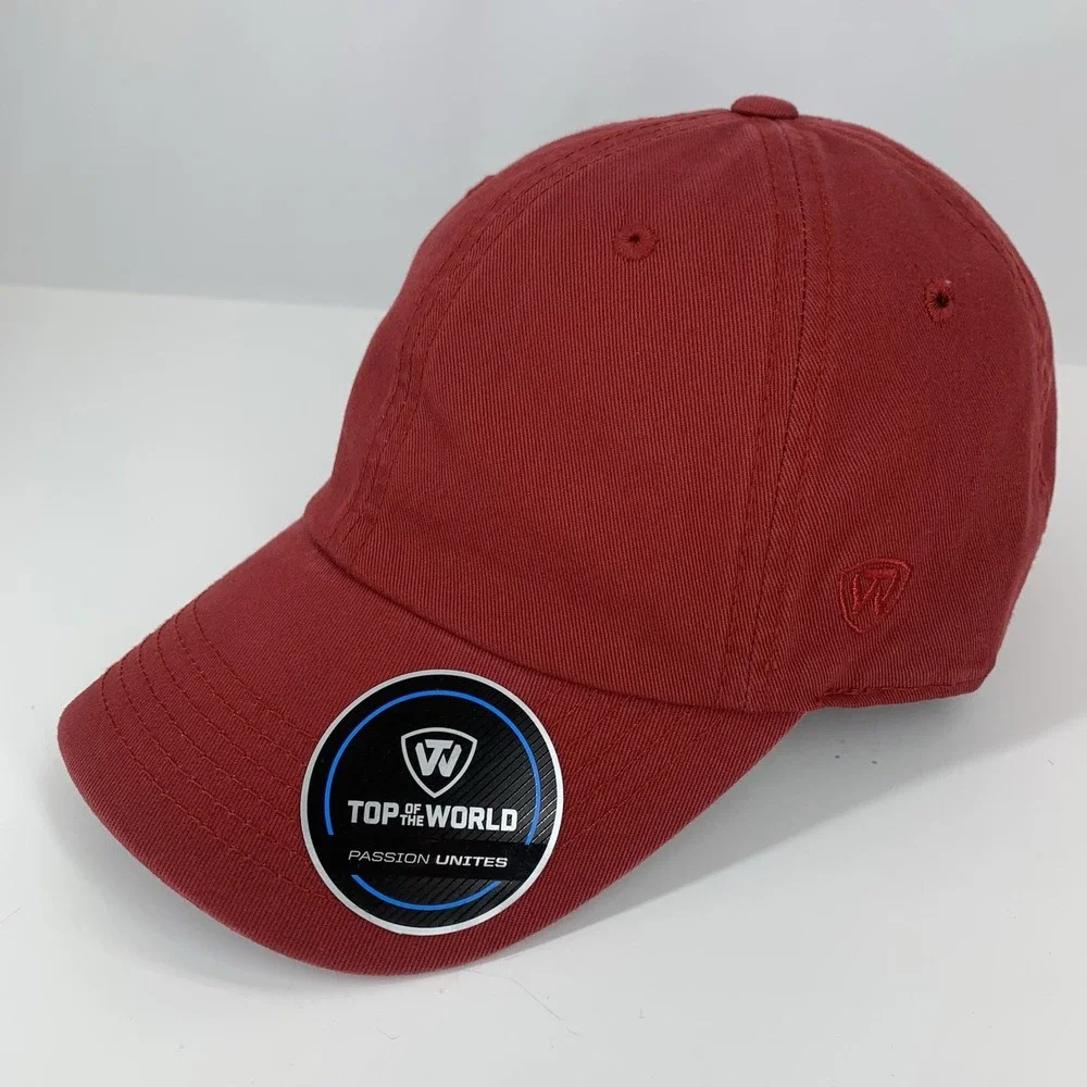 Top of the World Blank Hat Crimson Red Adjustable Strap TOW Dad Baseball Cap